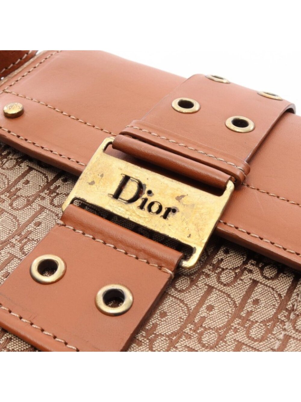 Dior Dio Shoulder Bag Street Chic Trotter Beige Brown Canvas Leather - Picture 6 of 11